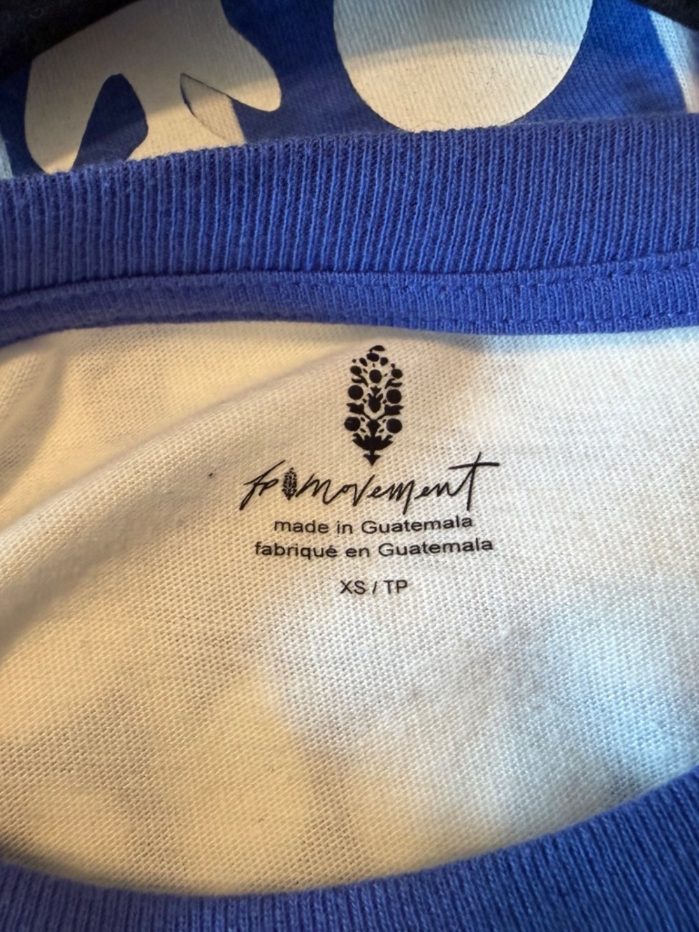 FREE PEOPLE Stanley Cambridge Jersey Tee - Size XS - Blue and White Stripe Logo - Picture 6 of 7